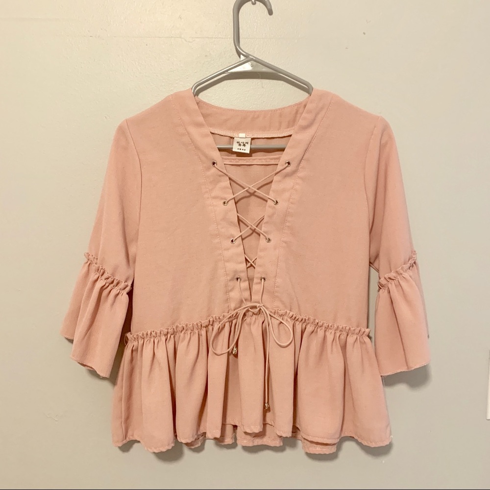 Chiffon Pink Front Tie Top
